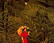 亨利 卢梭 : Woman with an Umbrella in an Exotic Forest